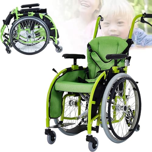 KK-GGL Leichtes Klapprollstuhl, Selbstgerechter Rollstuhl Für Kind, Klapprollstühle Für Kinder, Fahrtransportrollstuhl, Tragbarer Rollstuhl Mit Sicherheitsgürtel