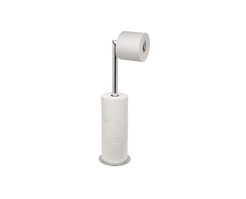 Joseph Joseph EasyStore Luxe 2 in 1 Freistehender Toilettenpapierhalter, Premium-Edelstahl, Aufbewahrung für 4 Papierrollen