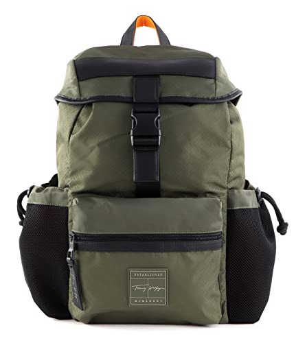 Tommy Hilfiger TH Signature Flap Backpack Army Green Flag Monogram