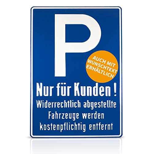 Betriebsausstattung24® Geprägtes Parkplatzschild aus Aluminium | BxH 40,0 x 60,0 cm | Kundenparkplatz