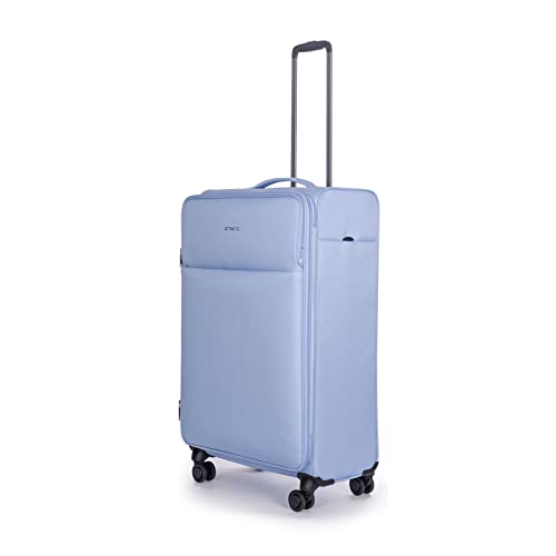 Stratic Light + Koffer Weichschale Reisekoffer Trolley Rollkoffer groß, TSA Kofferschloss, 4 Rollen, Erweiterbar, Größe L, Hellblau