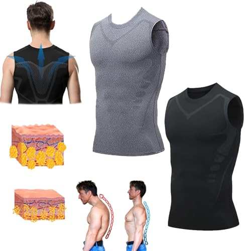 GFOUK™ MENIONIC Tourmaline PostureCorrector Weste, Haltungskorrektur für Männer und Frauen, Ionic Shaping ärmelloses Hemd (L,2Pcs-A)