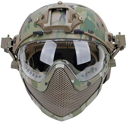 Taktischer Airsoft PJ Helm F22, EIN Integral-Schutzhelm Mit Abnehmbarer Maske Und Brille, Outdoor-Reithelme Wie CS Games.