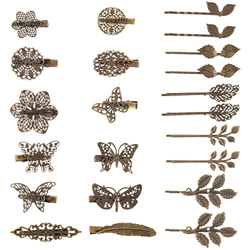 Zeagro 22 Stück Vintage Haarspangen Haarspangen Bronze Blatt Bobby Pin Blume Schmetterling Herz Haarspange für Mädchen und Frauen