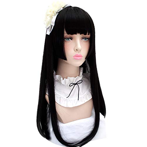 HSIU Harajuku Lolita wig Princess Cut black Long wig Three-knife wig Princess Women's girl's lady sweet Cute Lolita cosplay wig