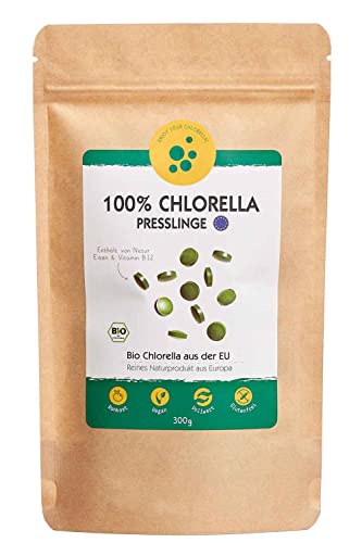 Bio Chlorella Presslinge 300 g Vorratspackung, in Europa Angebaut, reich an Vitamin B12, Rohksot, glutenfrei, ohne Zusatzstoffe, Ideal für Vegetarisch, Vegane Diat von Algenmarkt
