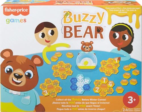Mattel Games Buzzy Bear Cooperatives Kinderspiel für 2 bis 4 Spieler ab 3 Jahren mit 3 Spielstufen