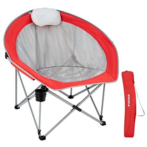 #WEJOY Strandstuhl Moon Chair Campingstuhl für Erwachsene mit Gepolsterter Getränkehalter Klappstuhl Outdoor Stuhl für Garten Picknick Festival Strand XXL