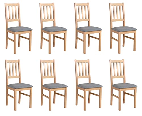 GREKPOL - 8er Set Esszimmerstühle Gepolsterter Stuhl mit Buchenholz Beinen und Weich Gepolsterte Chair für Esszimmer Küche -BOS 4 (8-er)