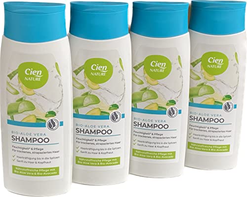 Cien Nature NATURKOSMETIK Bio-Aloe Vera Shampoo für trockenes, strapaziertes Haar, 4er-Pack (4 x 200 ml)