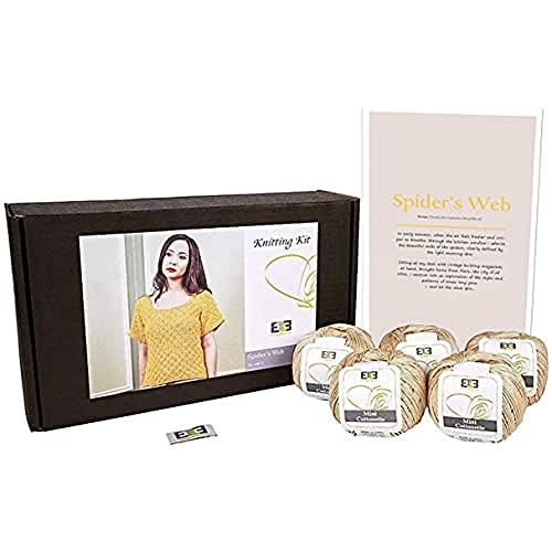 DesignEtte Dänemark 2 x große Spider 's Web Muster Strick-Set, Apricot Parent, Baumwolle, champagnerfarben, Large