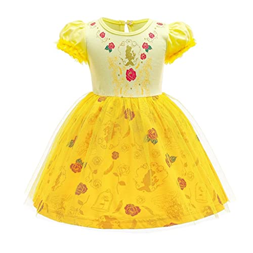 Lito Angels Baby Mädchen Prinzessin Belle Kleid Freizeitkleidung Geburtstag Party Halloween Kostüme Sommer Outfit Alter 12-18 Monate Gelb 301