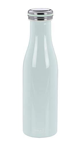 Lurch 240903 Isolierflasche/Thermoflasche für heiße und kalte Getränke aus doppelwandigem Edelstahl 0,5l, mint, Türkis, 7.7 x 7.7 x 26.3 cm