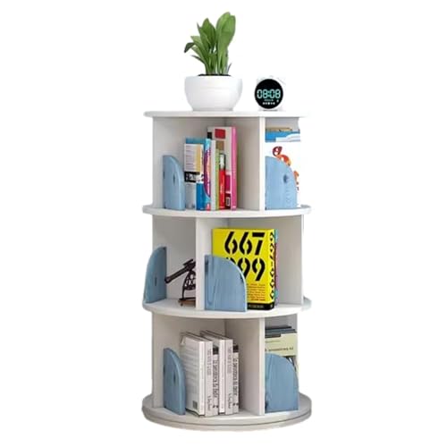360-Grad-Bücherregal 3/4/5-stufiges Stehendes Bücherregal for Kinder Und Erwachsene for Schlafzimmer Und Heimbüro (Color : Blau, S : 40 * 98cm)