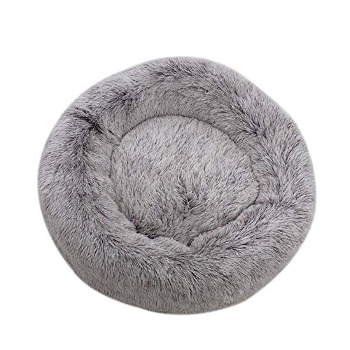 ECOSWAY Weich Plüsch Rund Donut Haustier Bett, Mittelgroß Klein Hund/Katze Selbst Erwärmung Plüsch Bett, Schlafen Kuschelig Kitty Teddy Hundehütte - Kaffee, 70CM