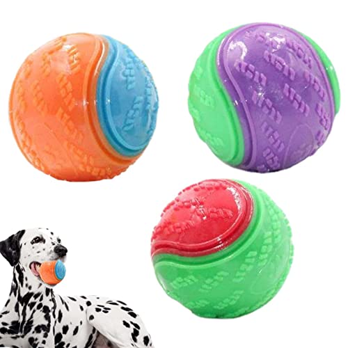 cypreason Hundetrainingsball - Bälle für Hunde 3Stk,Quietschendes Hundezahnreinigungsspielzeug für kleine bis große mittelgroße Aggressive Kauer zum Reinigen der Zähne