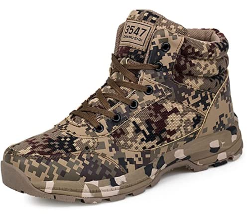 QAZW Herren Damen Wanderschuhe Winter Schnee Warm Bergsteigen Taktische Stiefel Trekking Outdoor Stiefel mit Vollfell gefüttert Camouflage,A-46(EU)