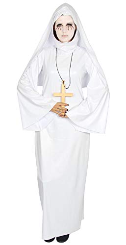 weißes Geister Nonnen Kostüm für Damen - Größe S-XXL - Halloween Verkleidung Fasching Karneval Größe XXL