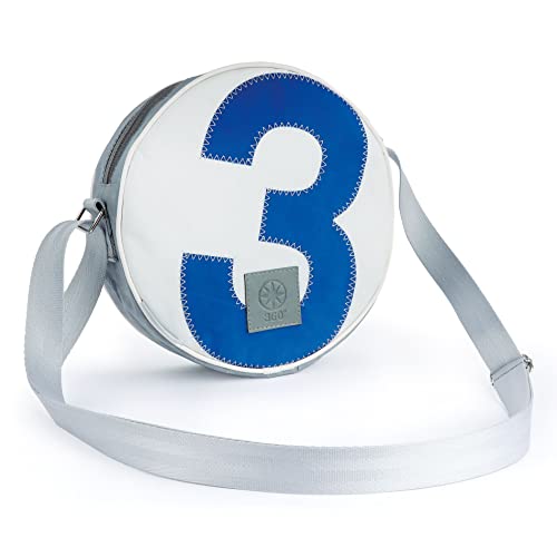 360° Grad Genua Umhänge-Tasche Segeltuch weiß mit Zahl blau
