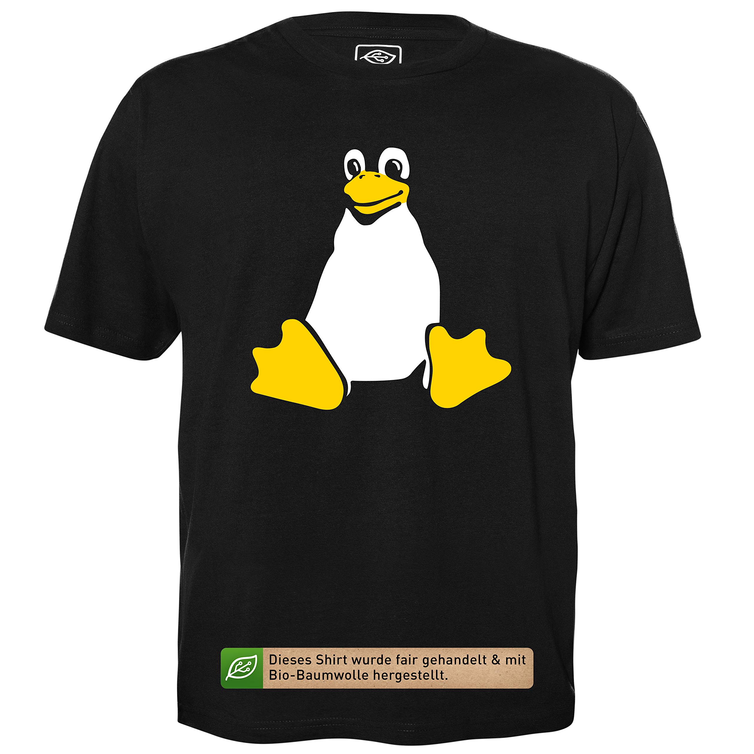 Linux Tux - Herren T-Shirt für Geeks mit Spruch Motiv aus Bio-Baumwolle Kurzarm Rundhals Ausschnitt, Größe XL