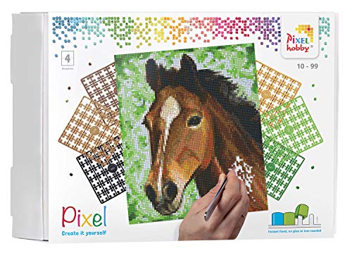 Pixel P090027 Mosaik Geschenkverpackung Pferd. Pixelbild Circa 20.3 x 25.4 cm groß zum Gestalten für Kinder und Erwachsene, Bunt