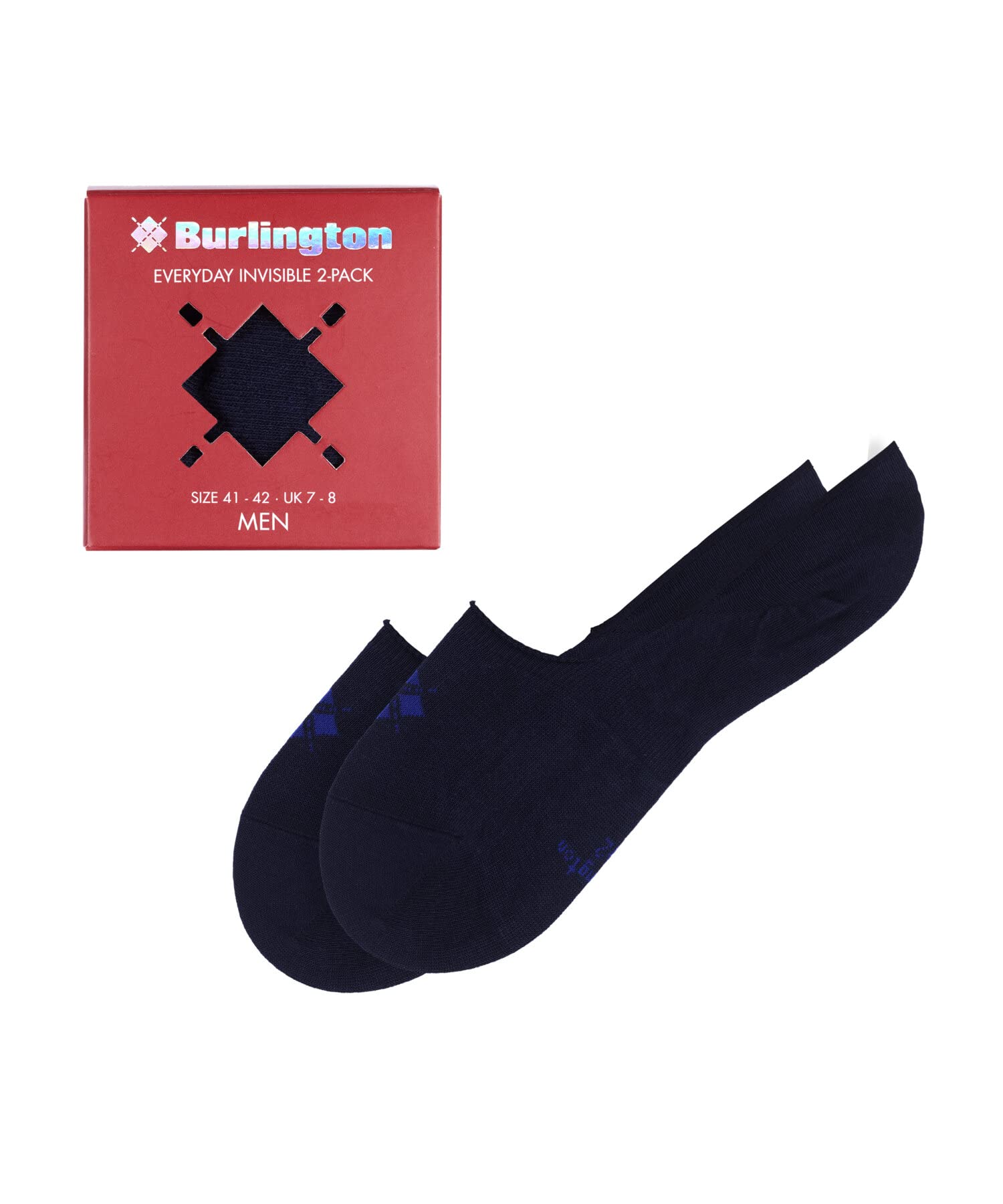 Burlington Herren Füßlinge Everyday 2-Pack Box M IN Baumwolle unsichtbar einfarbig 2 Paar, Blau (Marine 6120), 43-44