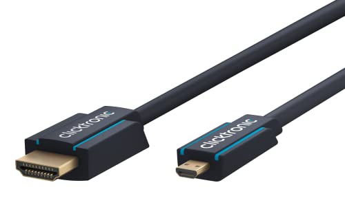 clicktronic HDMI Anschlusskabel [1x HDMI-Stecker - 1x HDMI-Stecker D Micro] 1 m Blau