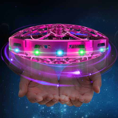 semai Fliegendes Spielzeug, Mini UFO Drohne Fliegender Ball, Handgesteuerter Hover Flying Ball mit 360°Rotierenden & LED Licht, Indoor Outdoor Geschenke für Kinder Jungen Mädchen 6-12 Jahre, Rot