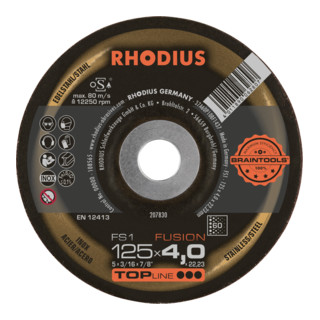 RHODIUS TOPline FS1 FUSION Schruppscheibe 125 x 4,0 x 22,23 mm K60 INOX