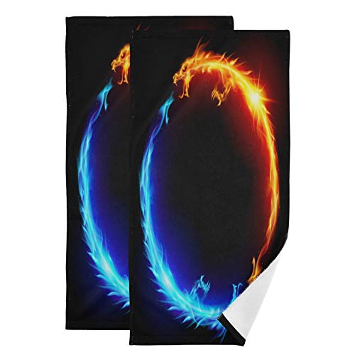 Ring of Blue and Red Fiery Dragons Handtuch-Set, ultraweich, saugfähig, schnelltrocknend, Handtücher für Bad, Fitness, Bad, Sport, Yoga, Reisen (2er-Pack, 71,9 x 36,6 cm)