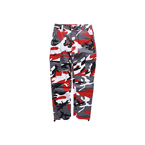 Mxssi Color Camo BDU Camouflage Cargo Pants Männer Frauen Casual Streetwear Taschen Jogger Orange Tactical Sweatpants Hip Hop Hosen Rot XL
