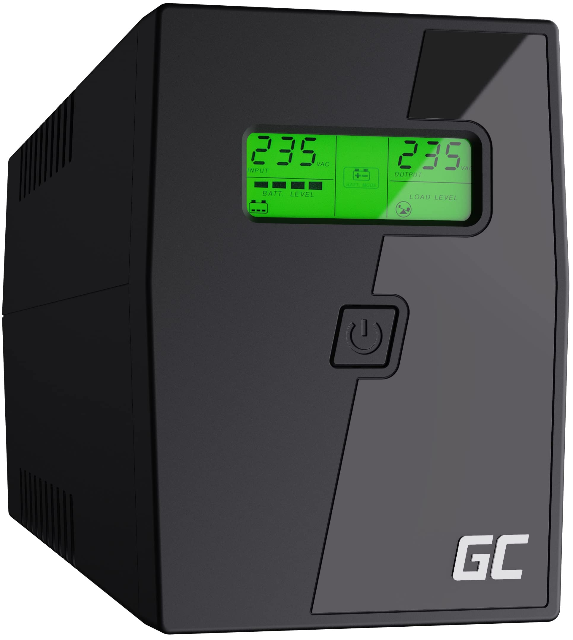 Green Cell USV 600VA 360W UPS Unterbrechungsfreie Stromversorgung mit spezielle GC Anwendung Überspannungsschutz 230V Line-Interactive Spannungsregelung AVR USV-Anlage USB/RJ11 2X Schuko LCD Display