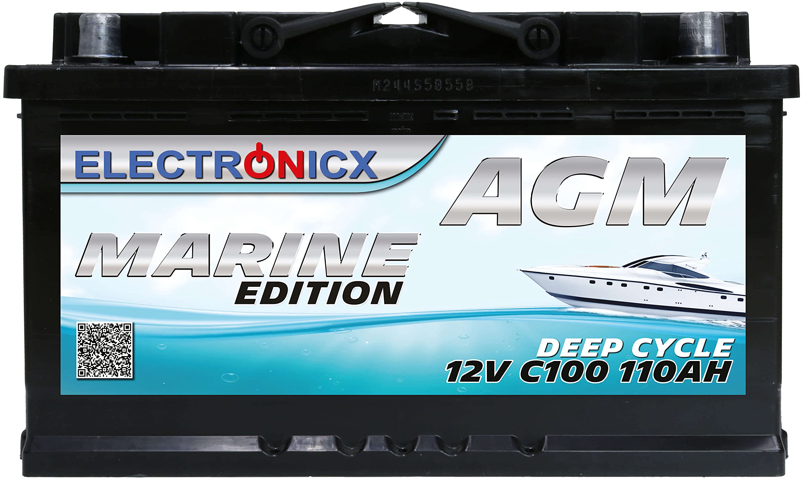 Premium 12V 110Ah AGM Batterie Marine Wohnwagen, Wohnmobile & Boote Solarbatterie für Camping & Outdoor Solaranlagen Batterieboot Versorgung 110 Ah