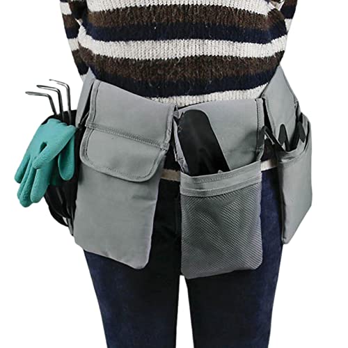 JYFanse Gartenwerkzeuggürtel – Taillen-Werkzeugtasche mit 4 Taschen, multifunktionale Canvas-Hüfttasche, Werkzeug-Aufbewahrungsgürtel für Gartengeräte