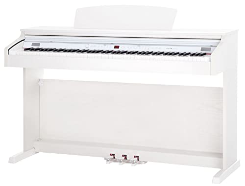Classic Cantabile DP-50 WM E-Piano (Digitalpiano mit Hammermechanik, 88 Tasten, 2 Anschlüsse für Kopfhörer, USB, LED, 3 Pedale, Piano für Anfänger) weiß matt