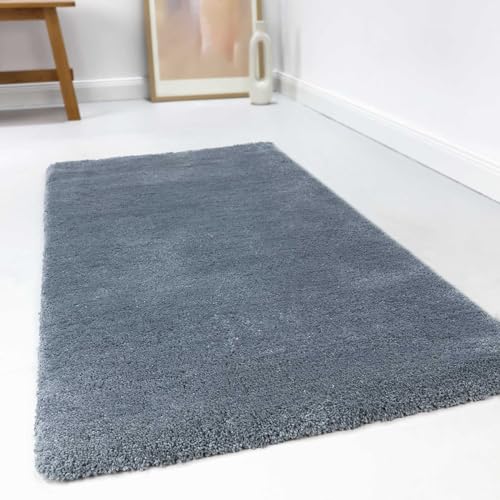 wecon home Kuschelig weicher Esprit Hochflor Teppich, bestens geeignet fürs Wohnzimmer, Schlafzimmer und Kinderzimmer RELAXX (160 x 230 cm, blau grau)