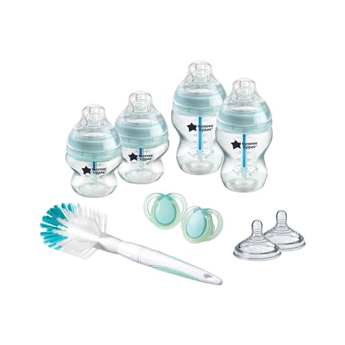 Tommee Tippee-Babyflaschen, Advanced Anti-Kolik Set für Neugeb., 4 Flaschen mit 2 brustähnlichen Saugern (mittel), belüfteter Anti-Kolik-Stab, Zubehör