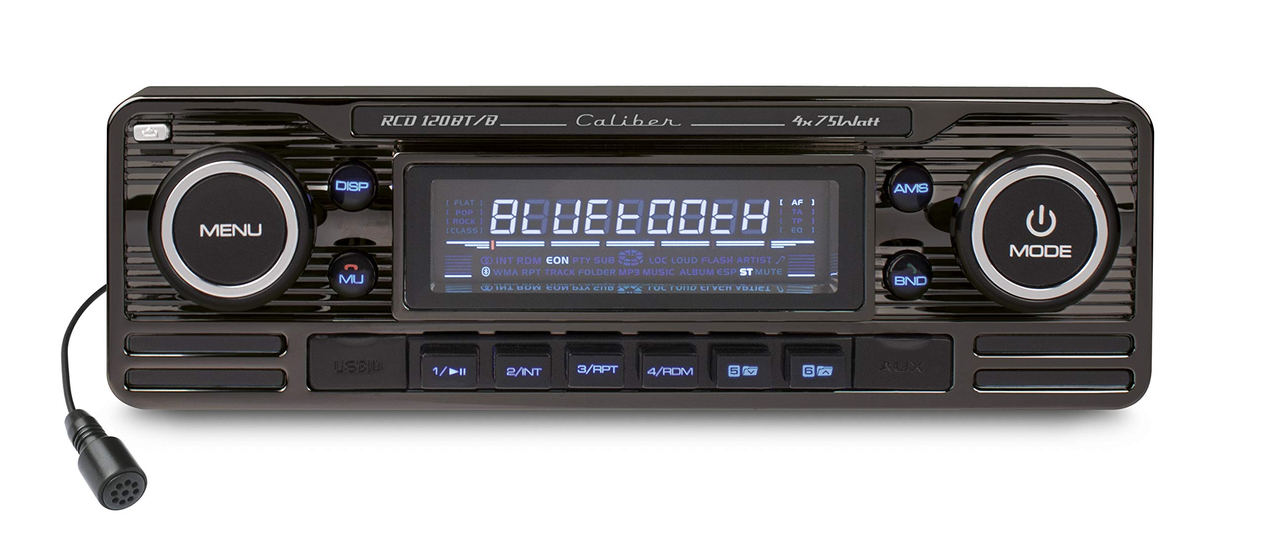 Caliber RCD120BT/B Retrodesign Autoradio mit Bluetooth Freisprechanlage (CD Tuner, SD Kartenslott, USB Anschluss) schwarz