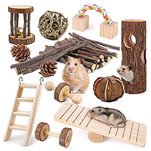 Ding&ng 12-teiliges Set, Kleintier Kauspielzeug, Kleintier Hamster Zahnpflege, Kaninchen Rennmaus Spielzeug