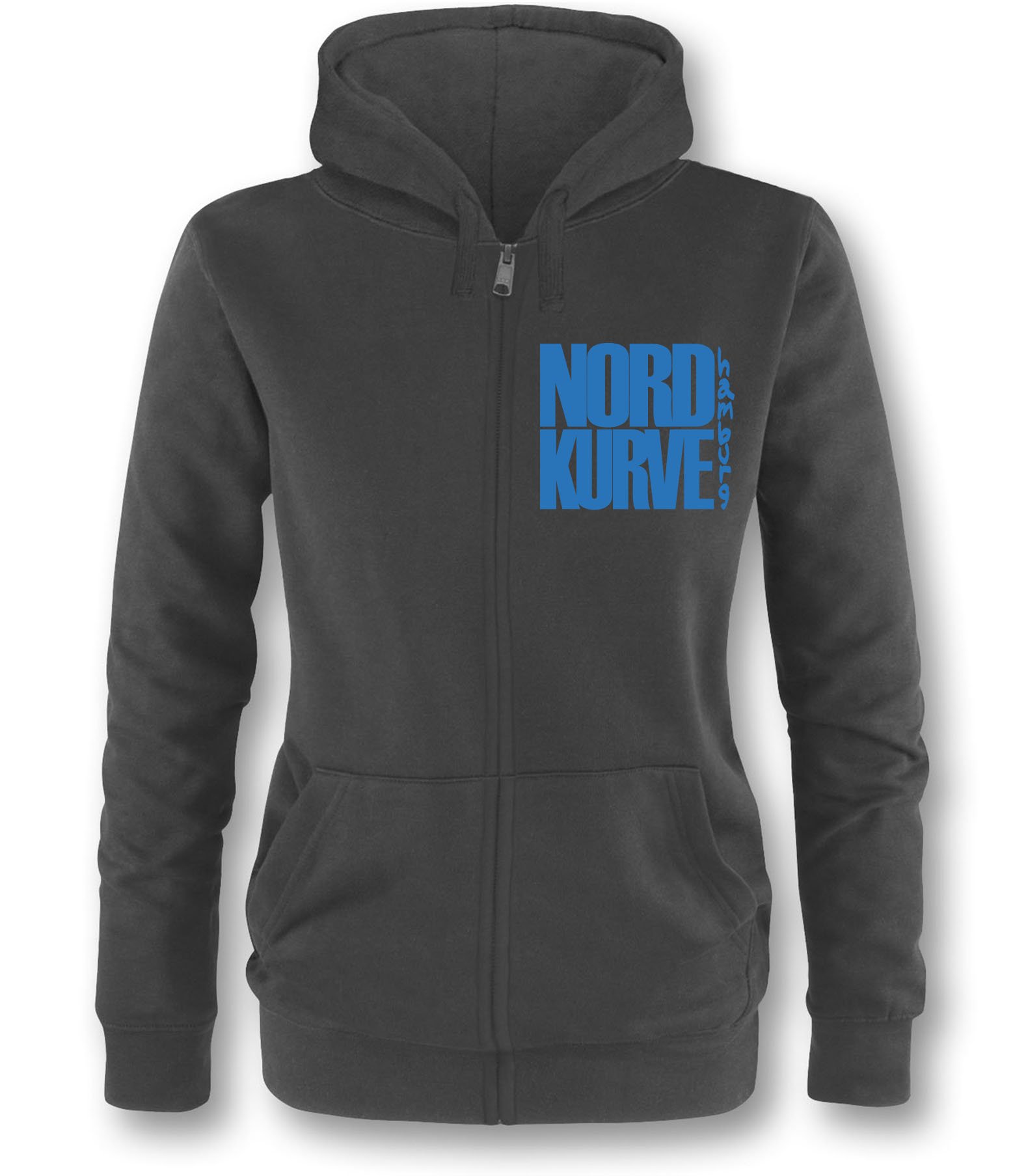 Luckja Hamburg Nordkurve Zip Hoodie Jacke Damen Schwarz-Blau Grösse XL