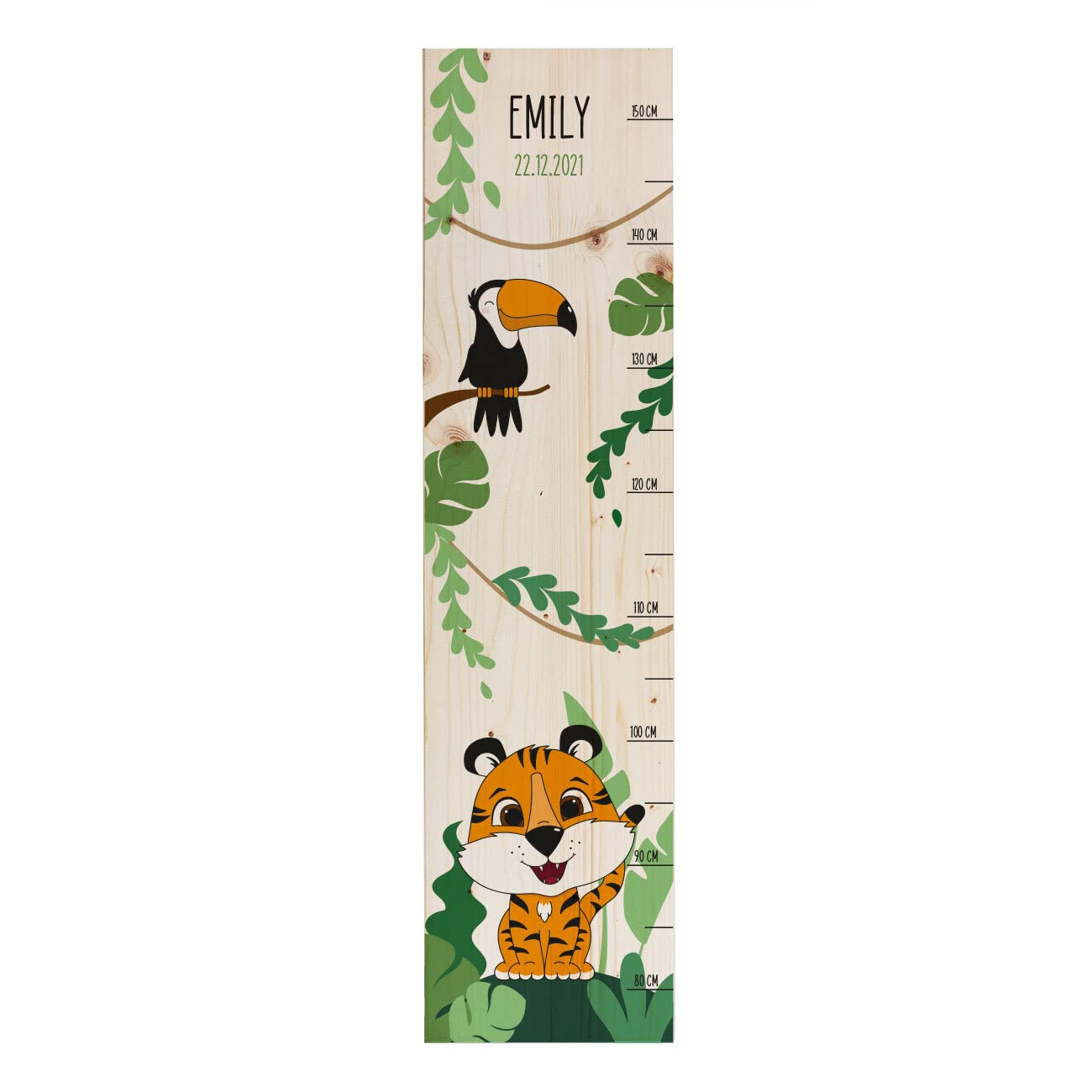 Striefchen® Messlatte für Kinder mit Namen aus Holz für Kinderzimmer mit niedlichen Motiven Messleiste Tiger
