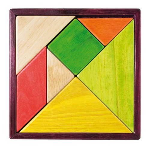 JEUJURA jeujuraj22136 18 cm farbige Tangram Spiel in Holz-Tablett