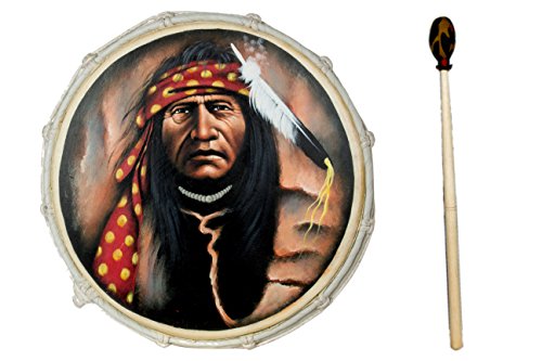 50cm Grosse Schamanentrommel Geronimo Gemalt Rahmentrommel Bodhran Drum R6