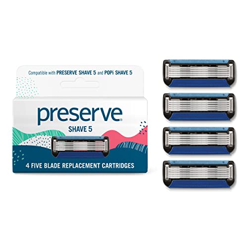Preserve Shave 5 Ersatzklingen für Preserve Shave 5 Rasierer, 1 Pack mit 4 Klingen (nur kompatibel mit Preserve Shave 5)