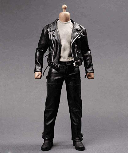 ZSMD 1/6 Scale Male Figure Doll Clothes, Leather Biker Costume Set, Punk Style Outfit, Fit Macho Figure TBLeague M34/M35 DC094