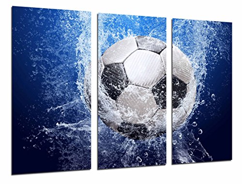 Wandbild - Fußball Auswirkungen auf Wasser, 97 x 62 cm, Holzdruck - XXL Format - Kunstdruck, ref.26781