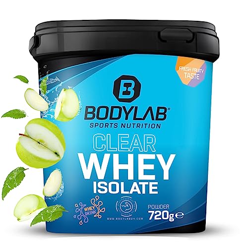 Bodylab24 Clear Whey Isolate 720g Grüner Apfel, Eiweiß-Shake aus 96% hochwertigem Molkenprotein-Isolat, erfrischender fruchtiger Drink, Whey Protein-Pulver kann den Muskelaufbau unterstützen