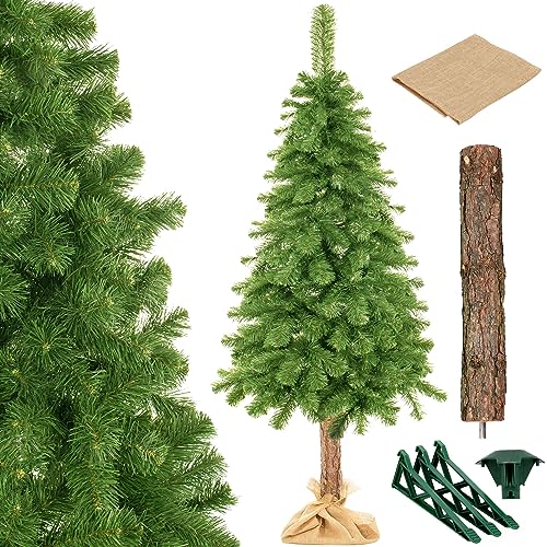 SPRINGOS Künstlicher Weihnachtsbaum Kiefer Naturstamm Jutesack 180 cm