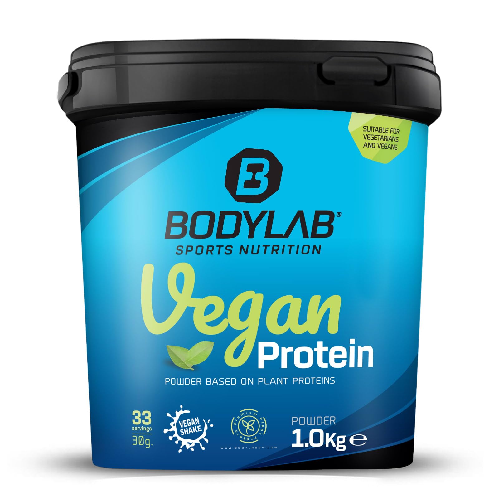 Bodylab24 Vegan Protein Bananenbrot 1000g, 100% veganes Proteinpulver aus Ackerbohnen, Erbsen- und Kürbiskernprotein, mit 80g Eiweiß je 100g Pulver, ideal für den Muskelaufbau und -erhalt