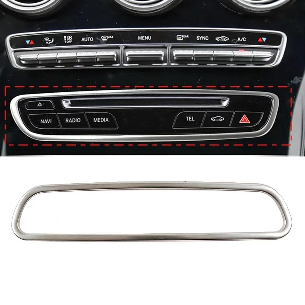 Car Interieur Dekor Für Benz C Klasse W205 Für GLC X253 2015-2019 Auto Center Konsole Media Radio CD Panel Taste Rahmen Schmücken Abdeckung Trim Auto Styling